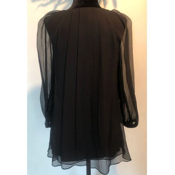 Diane von Furstenberg-NWOT Black Boho Silk Blouse - Picture 2 of 3